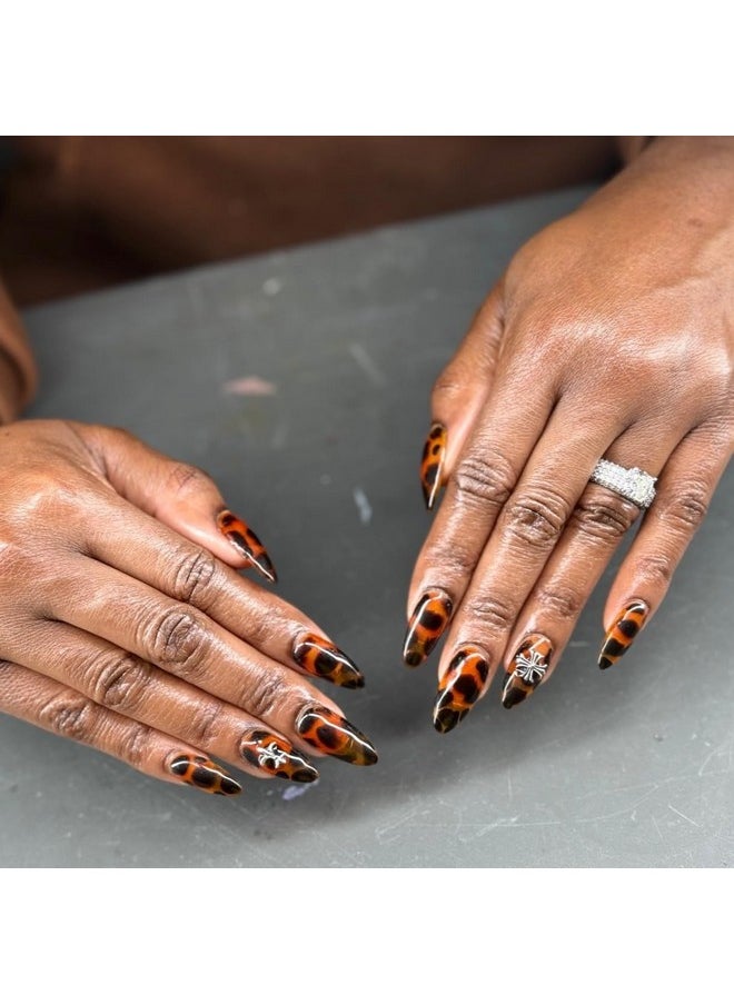senvenski Tortoise Shell Nails, Orange Jelly Gel Nail Polish Crystal Translucent Sheer Clear Red Coral Grey Amber Brown Gift UV LED Art Varnish Kit (BT6-002)