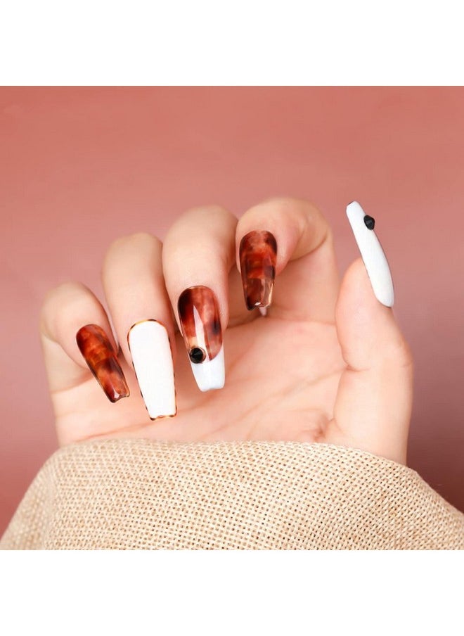 senvenski Tortoise Shell Nails, Orange Jelly Gel Nail Polish Crystal Translucent Sheer Clear Red Coral Grey Amber Brown Gift UV LED Art Varnish Kit (BT6-002)