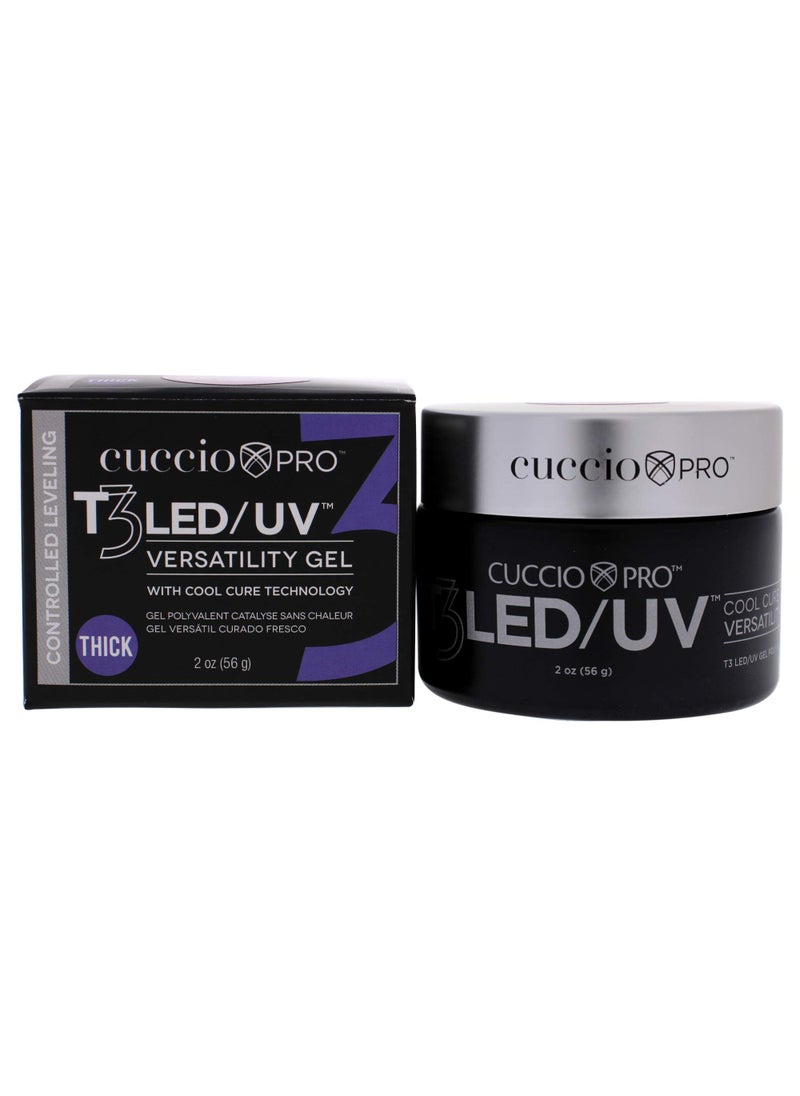Cuccio Pro T3 LED/UV Cool Cure Versatility Gel - Controlled Levelling - Incredibly Flexible - Strong Adhesion - Thick Viscosity - Fast Application - Quick Cure - Opaque Petal Pink - 2 Oz Nail Gel