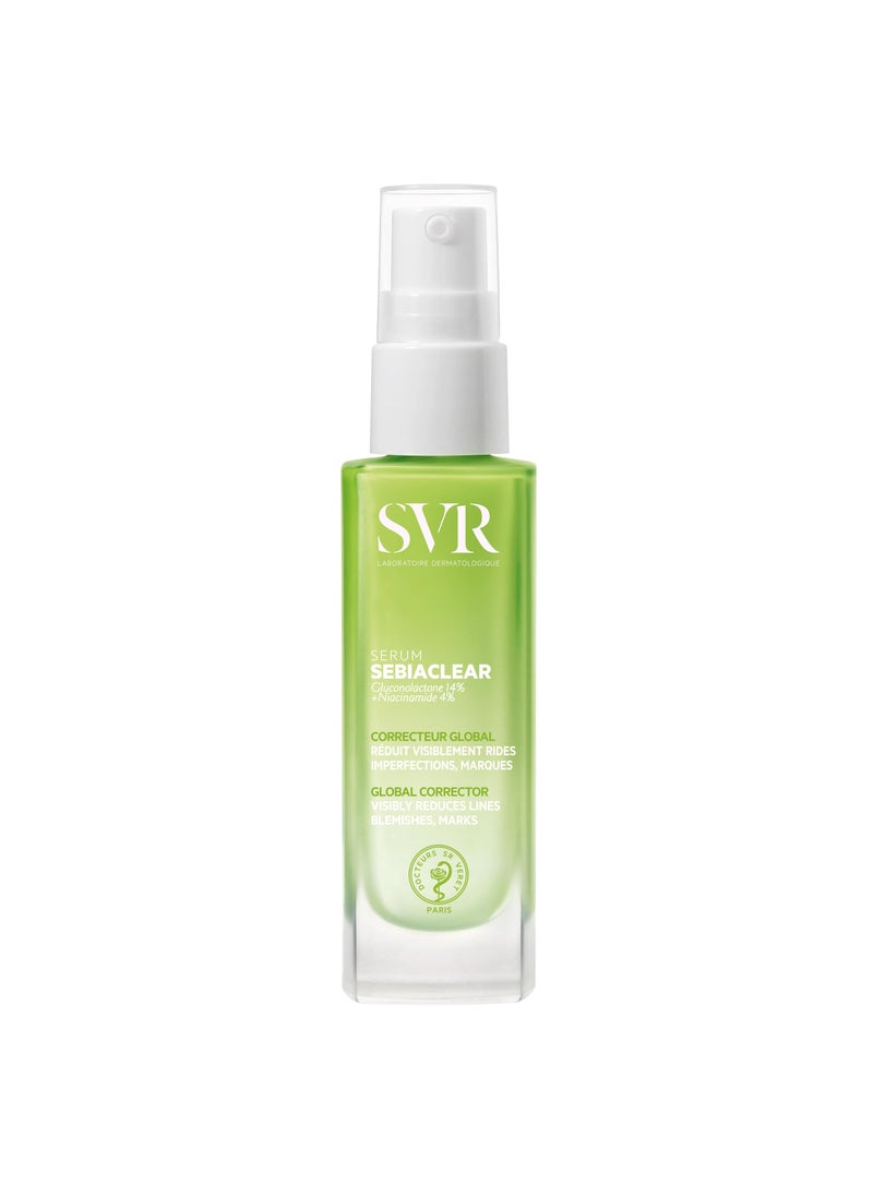 SVR Sebiaclear Face Serum. Retinoid Alternative with Niacinamide & Hyaluronic Acid For Sensitive Oily Skin. Reduce the Appearance of Fine Lines, Wrinkles, Control Breakouts & Unclog Pores, 1 fl.oz