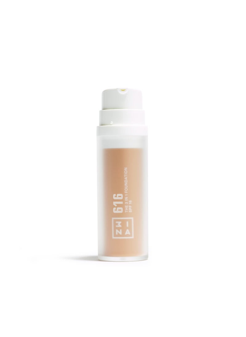 3INA The 3-In-1 Foundation 616 - Vegan Formula - Combination Of Primer, Concealer And Foundation - Medium Coverage - Natural Finish - Perfect For Covering Lines And Blemishes - Long Lasting - 1.01 Oz