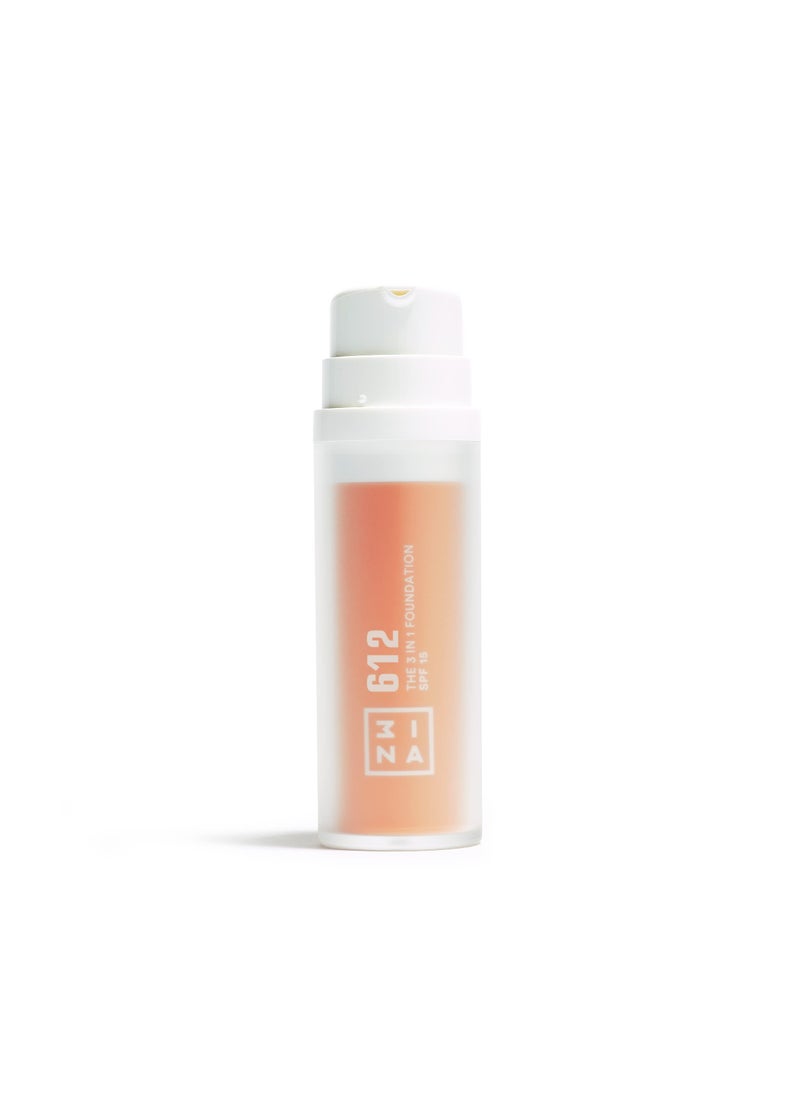 3INA The 3-In-1 Foundation 612 - Vegan Formula - Combination Of Primer, Concealer And Foundation - Medium Coverage - Natural Finish - Perfect For Covering Lines And Blemishes - Long Lasting - 1.01 Oz