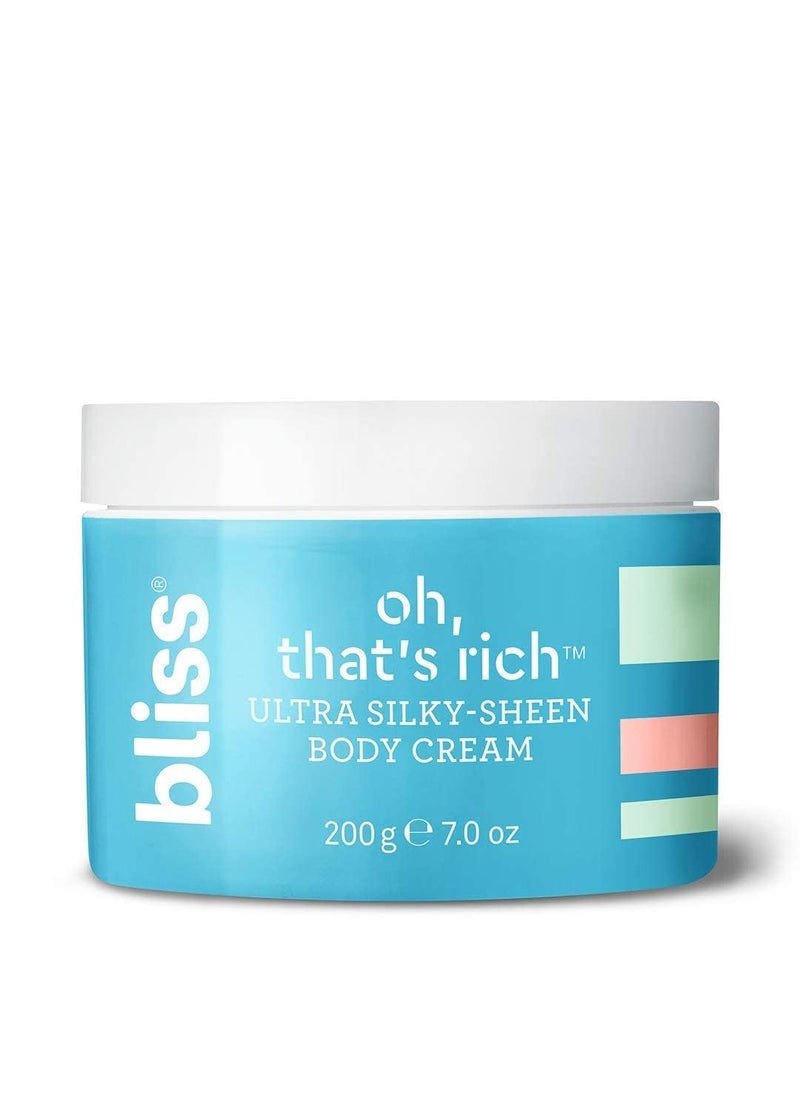 Bliss Oh, That's Rich Ultra Silky-Sheen Body Cream | Instantly Absorbs | Smooth & Soothe the Driest Skin | Paraben Free, Cruelty Free | 7.0 oz