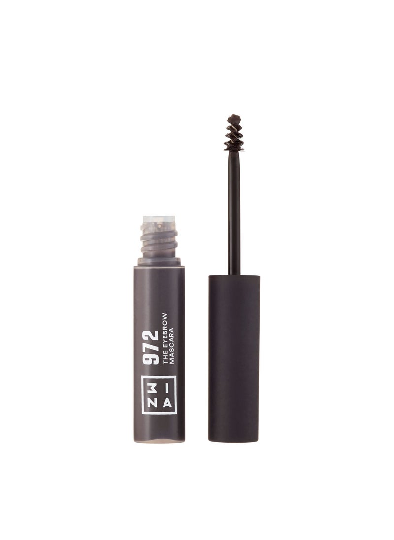 3INA MAKEUP - Vegan - Cruelty Free - The Eyebrow Mascara 972 - Gray - Fixes, Defines, Adds Volume and Control Brows -Non Sticky Gel Formula - Dense & Fuller Brows - Multiplier Effect - Good Adhesion
