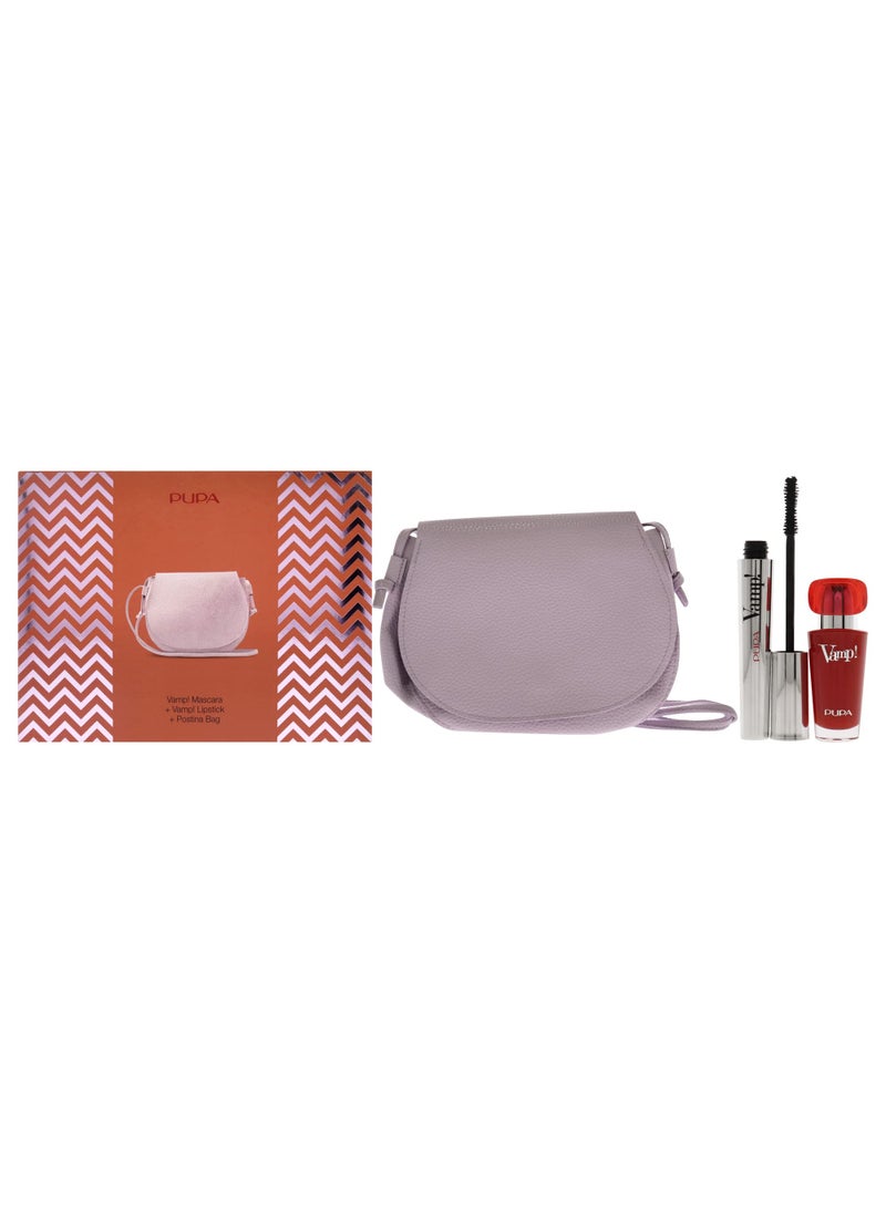 Pupa Milano Vamp! Mascara and Lipstick Kit 0.32oz Mascara - 100 Extra Black, 0.123oz Lipstick - 303 Iconic Red Women 3 Pc