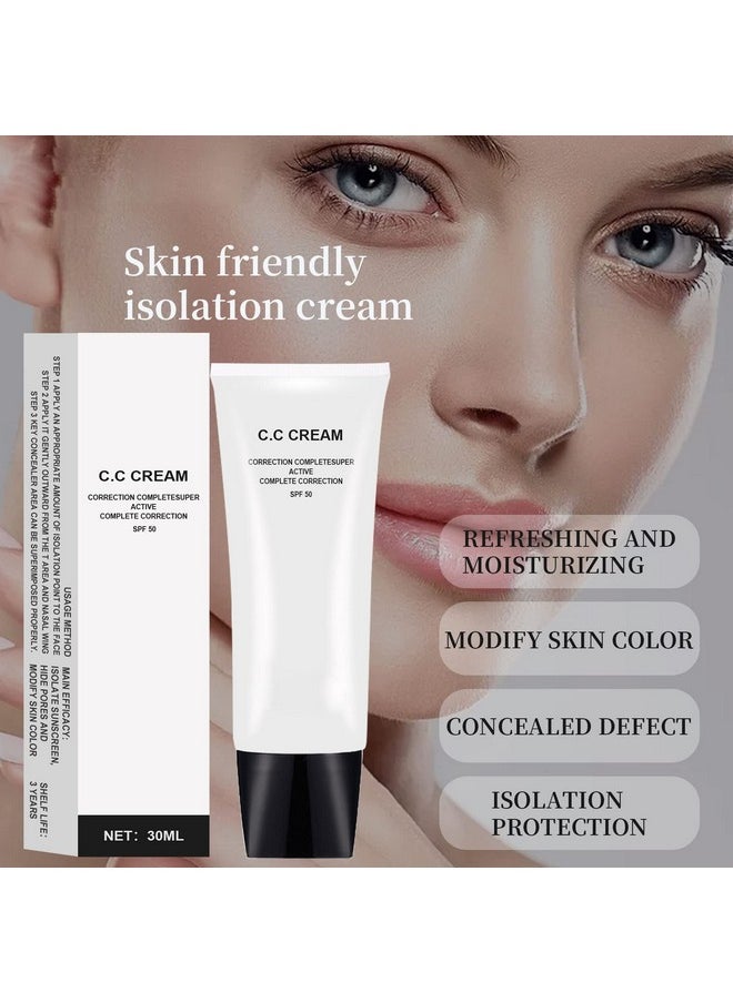 Skin Tone Adjusting CC Cream SPF 50, CC Cream Colour Correcting Self Adjusting for Mature Skin Full-Coverage Foundation, Skin Concealer Brightening Skin Tone-Natural Colo