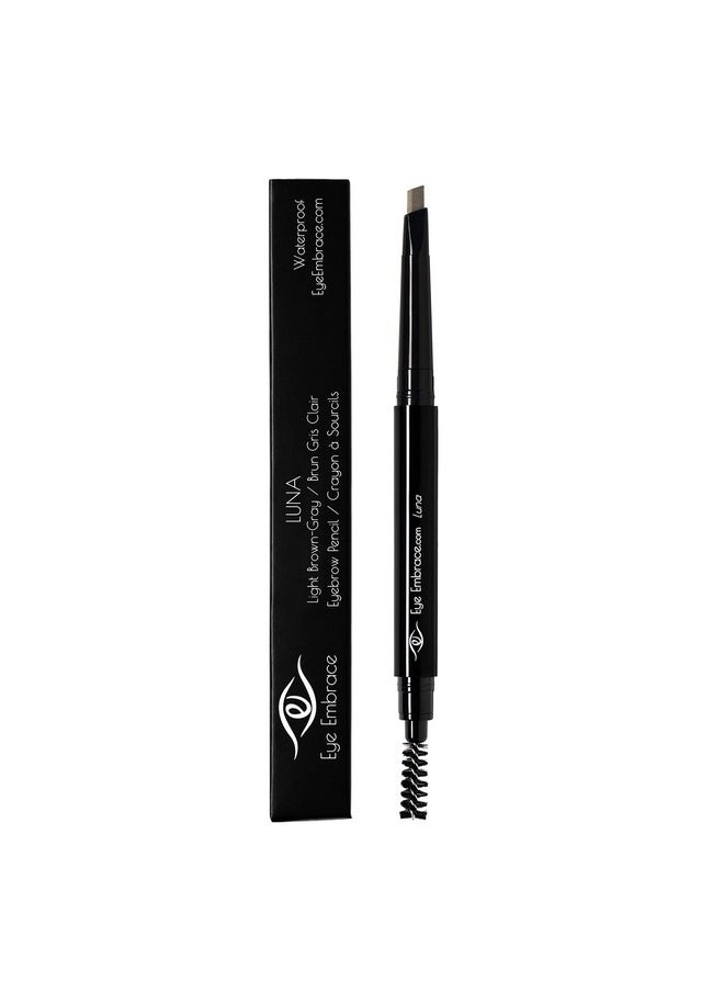 Eye Embrace Luna: Light Brown-Gray Eyebrow Pencil - Waterproof, Double-Ended Automatic Angled Tip & Spoolie Brush, Cruelty-Free