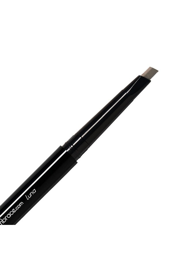 Eye Embrace Luna: Light Brown-Gray Eyebrow Pencil - Waterproof, Double-Ended Automatic Angled Tip & Spoolie Brush, Cruelty-Free