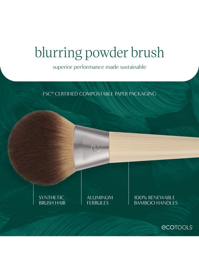 EcoTools Blurring Powder Makeup Brush, For Loose & Pressed Powder, Large Makeup Brush For All-Over Application, Fluffy, Synthetic Bristles, Eco Friendly, Cruelty-Free, & Vegan, 1 Count