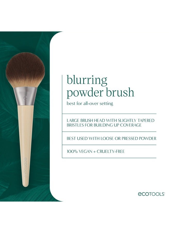 EcoTools Blurring Powder Makeup Brush, For Loose & Pressed Powder, Large Makeup Brush For All-Over Application, Fluffy, Synthetic Bristles, Eco Friendly, Cruelty-Free, & Vegan, 1 Count