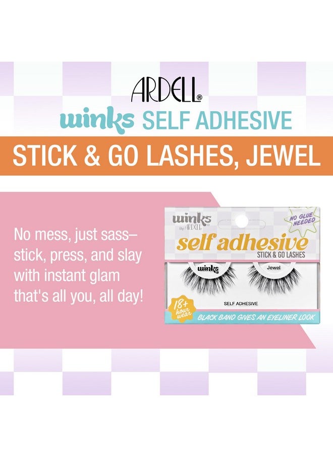 Ardell Winks Self Adhesive Lashes - Jewel Style, Full-Volume, No Glue Needed, Lightweight & Easy-to-Apply, Natural-Looking False Eyelashes, 1-Pair