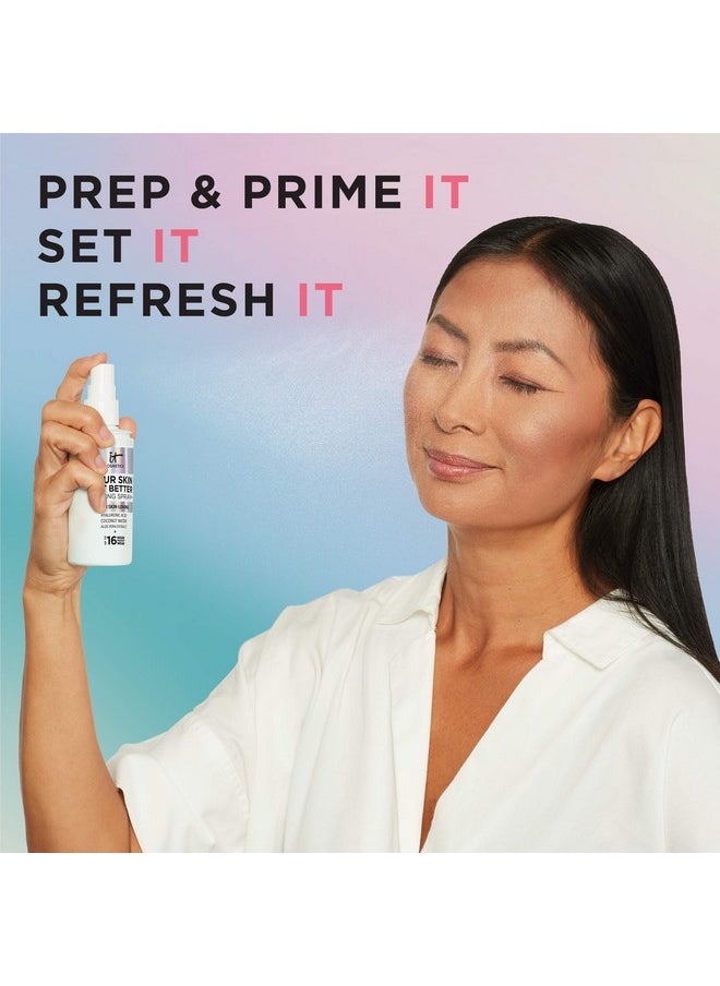 IT Cosmetics Your Skin But Better Setting Spray+ - Protects Makeup, Controls Shine, Provides Hydration - 16-Hour Hold - With Hyaluronic Acid, Coconut Water & Aloe Vera - 3.4 fl oz