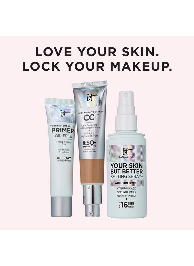 IT Cosmetics Your Skin But Better Setting Spray+ - Protects Makeup, Controls Shine, Provides Hydration - 16-Hour Hold - With Hyaluronic Acid, Coconut Water & Aloe Vera - 3.4 fl oz