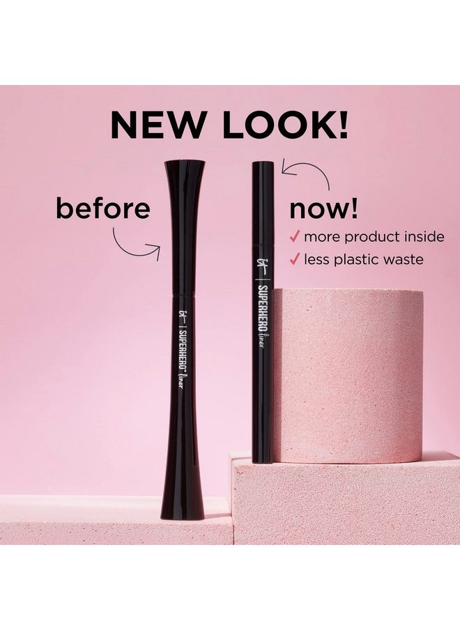 IT Cosmetics Superhero Liquid Eyeliner Pen, Black - 24-Hour Waterproof Formula Won’t Smudge or Fade - With Peptides, Collagen, Biotin & Kaolin Clay - 0.03 fl oz