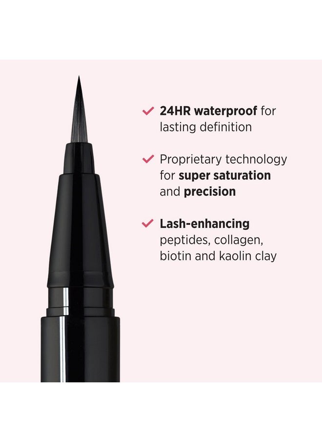 IT Cosmetics Superhero Liquid Eyeliner Pen, Black - 24-Hour Waterproof Formula Won’t Smudge or Fade - With Peptides, Collagen, Biotin & Kaolin Clay - 0.03 fl oz