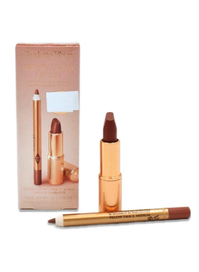 Charlotte Tilbury Mini Pillow Talk Duo Lip Kit Pillow Talk Medium - Travel Size Lip Makeup Set, Mini Lip Cheat Lip Liner and Mini Matte Revolution Lipstick, Long Lasting