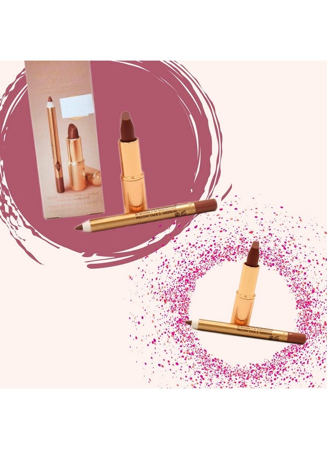 Charlotte Tilbury Mini Pillow Talk Duo Lip Kit Pillow Talk Medium - Travel Size Lip Makeup Set, Mini Lip Cheat Lip Liner and Mini Matte Revolution Lipstick, Long Lasting