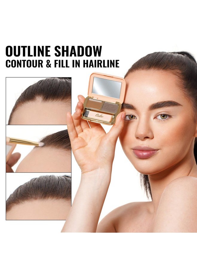 Oulac Waterproof Brown Eyebrow Powder Kit with Brow Brush 2 in1 Long Lasting Instant Eyebrow Pomade & Powder Natural Makeup for Sparse Brows 3.2 g/0.11 oz (Ginger）