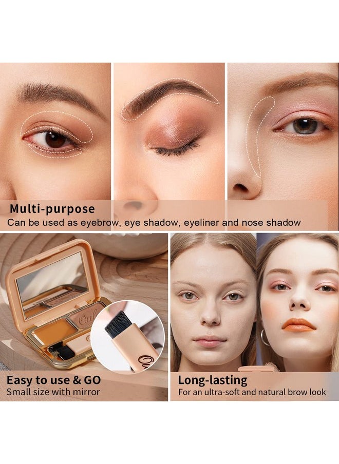 Oulac Waterproof Brown Eyebrow Powder Kit with Brow Brush 2 in1 Long Lasting Instant Eyebrow Pomade & Powder Natural Makeup for Sparse Brows 3.2 g/0.11 oz (Ginger）