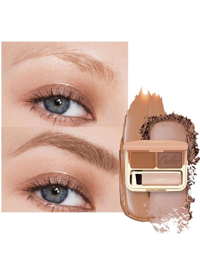 Oulac Waterproof Brown Eyebrow Powder Kit with Brow Brush 2 in1 Long Lasting Instant Eyebrow Pomade & Powder Natural Makeup for Sparse Brows 3.2 g/0.11 oz (Ginger）