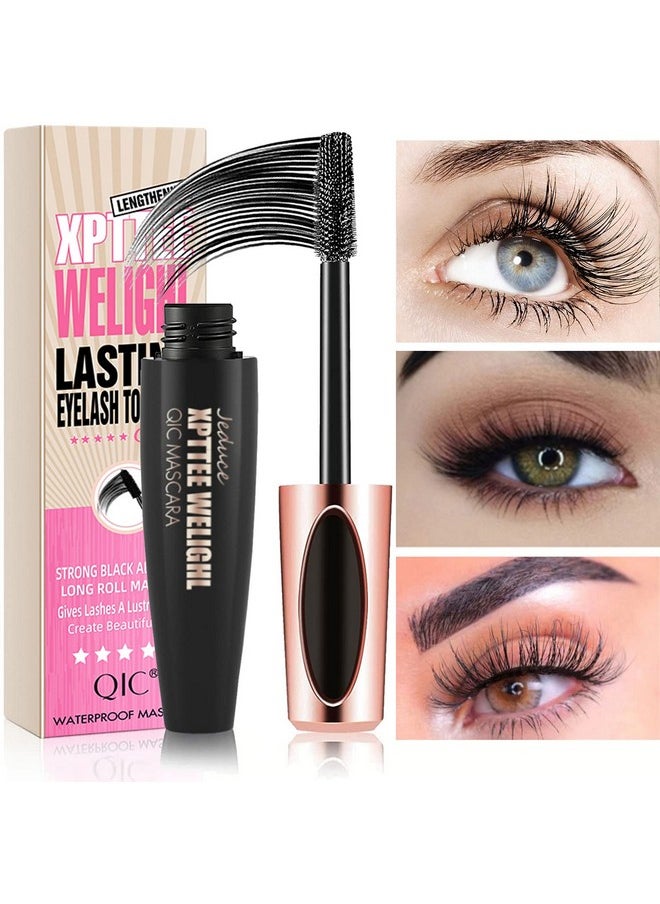4 Pack 4D Silk Fiber Lash Mascara Extension Voluminous Fiber Mascara Waterproof & Smudge-Proof Mascara Long-Lasting No Flaking Natural No Clumping,All Day Exquisitely Full