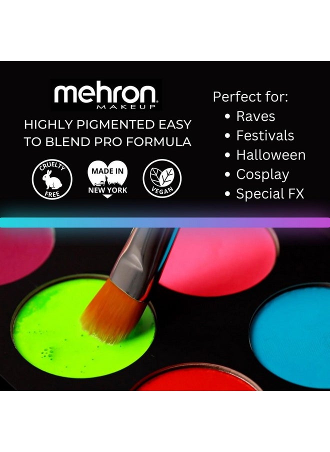 Mehron Makeup Paradise FX Neon UV Glow 8 Color Palette | Magnetic Refillable Special Effects Paint Palette | Professional Water Activated Paint for Raves, Costumes, SFX, Halloween, & Cosplay