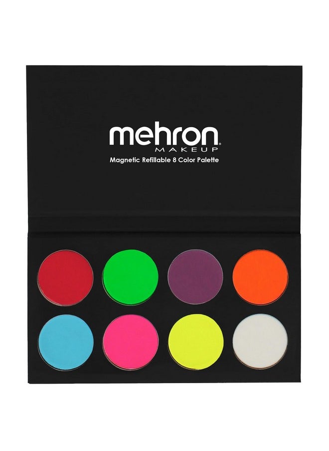 Mehron Makeup Paradise FX Neon UV Glow 8 Color Palette | Magnetic Refillable Special Effects Paint Palette | Professional Water Activated Paint for Raves, Costumes, SFX, Halloween, & Cosplay