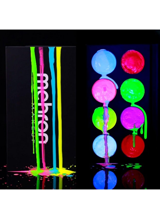 Mehron Makeup Paradise FX Neon UV Glow 8 Color Palette | Magnetic Refillable Special Effects Paint Palette | Professional Water Activated Paint for Raves, Costumes, SFX, Halloween, & Cosplay