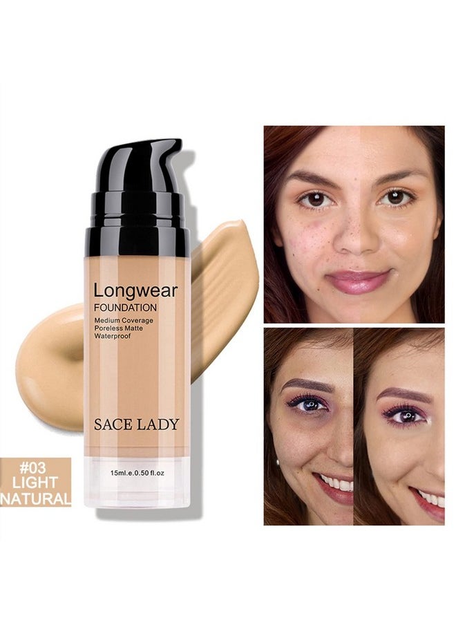 SACE LADY 2Pcs Face Make Up Set, Flawless Matte Foundation and Oil Control Pressed Powder, Lasting Coverage Waterproof Natural Cosmetics Kit