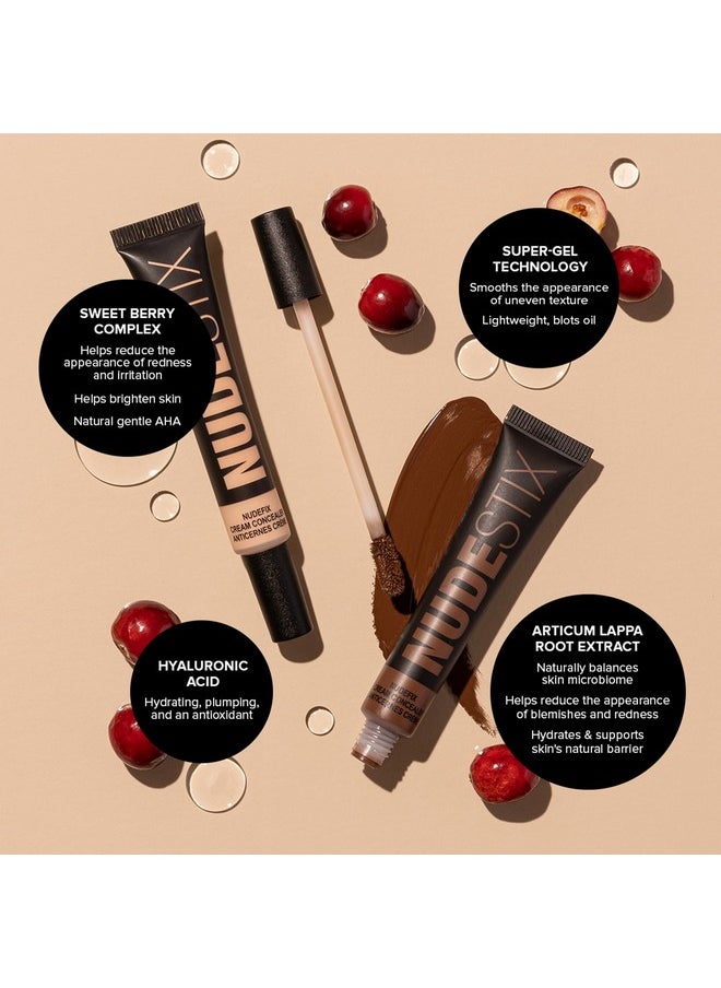Nudestix NudeFix Cream Concealer, Lightweight Liquid, Natural Finish Makeup, Hydrating, Brightening, Under Eye Dark Circle Corrector, Reduces Redness and Blemishes, Shade: Nude 3, 0.34 fl oz (10 ml)