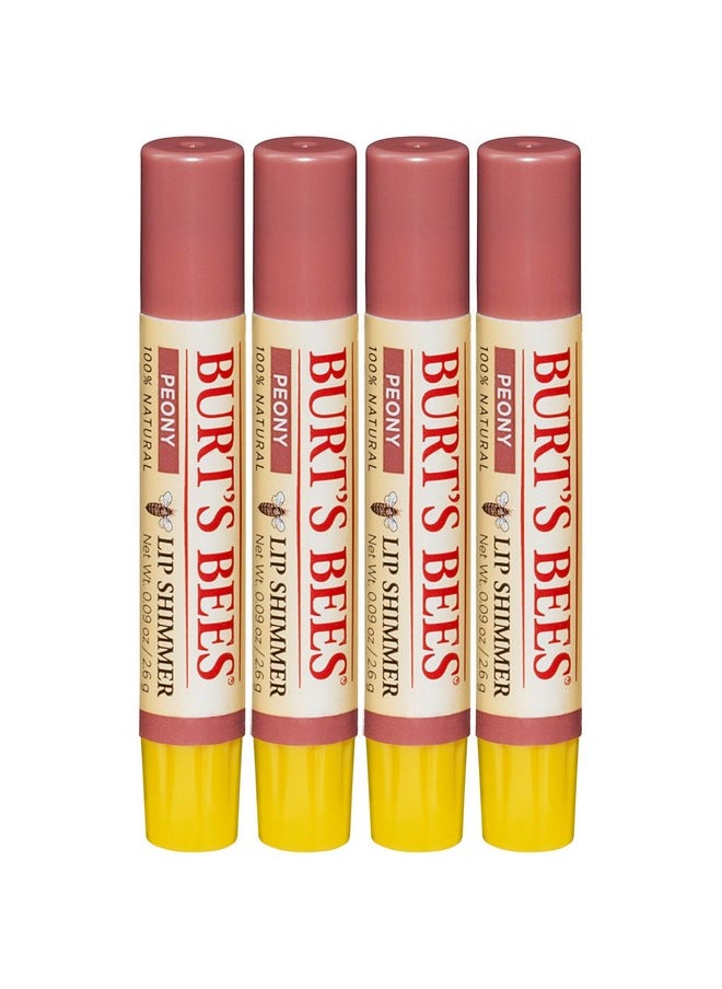 Burt's Bee's Lip Shimmer, Peony - 0.09 Ounces each (Value Pack of 4)