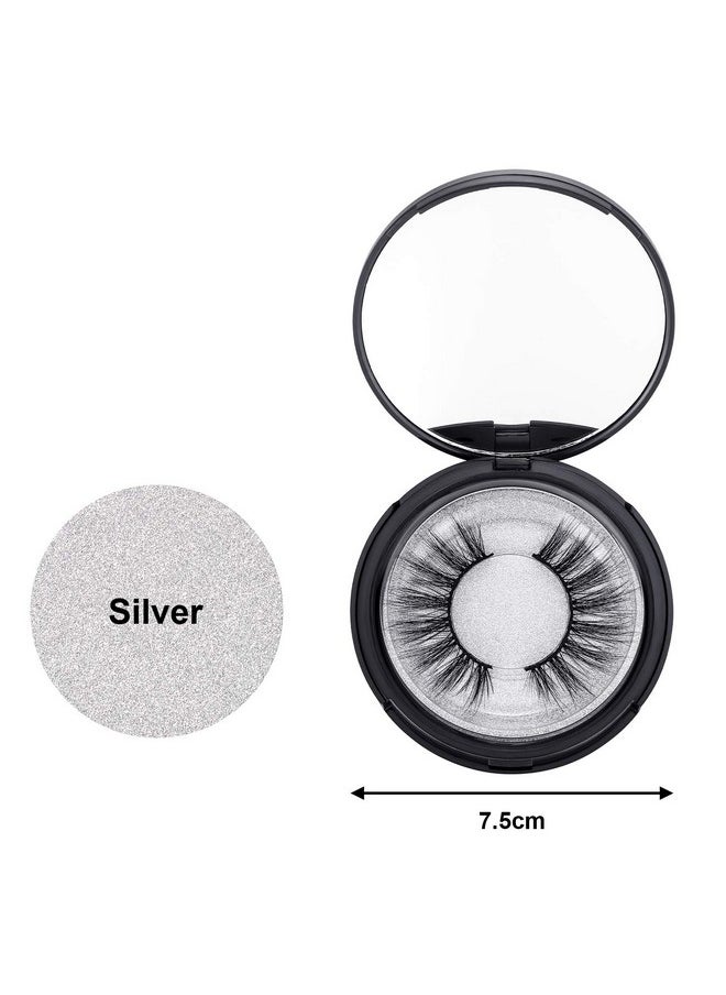 Maitys 6 Pcs Eyelash Packaging Circle Box with Mirror, Eyelash Storage Box Empty Lash Case with Lash Holder for Women(Matte Black)