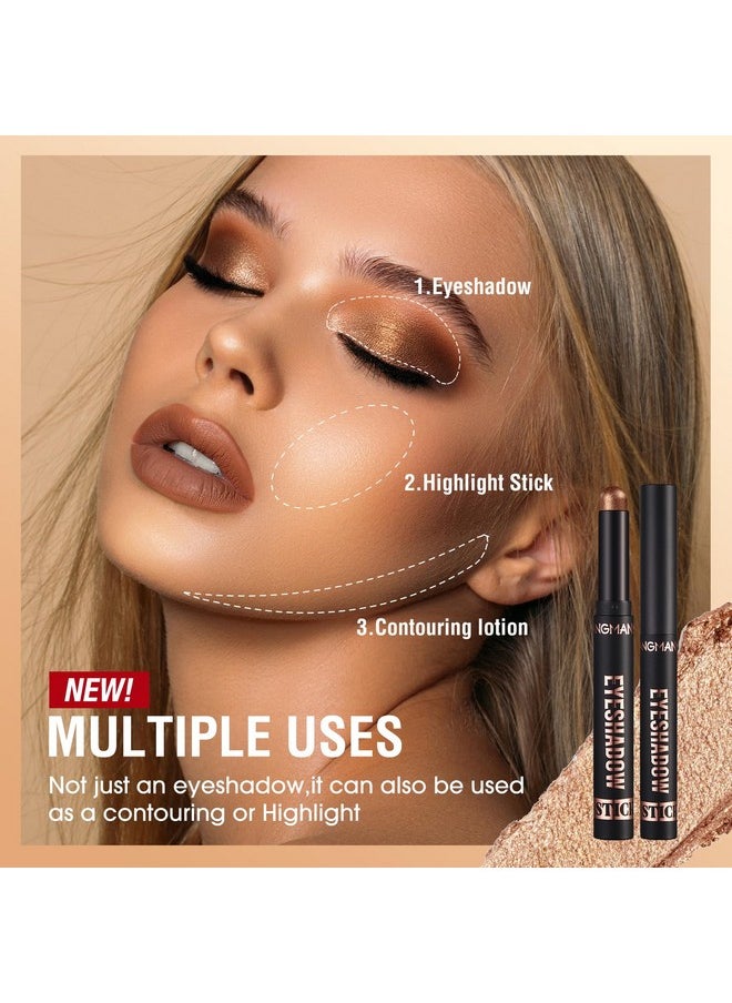 BestLand 8 Pcs Cream Eyeshadow Stick, Highlighter Makeup Stick Set Long-Lasting Waterproof, Crease-proof, Blendable Eye Shadow Applicator Sticks Eyeliner Pen Eye Makeup (Color Set B)