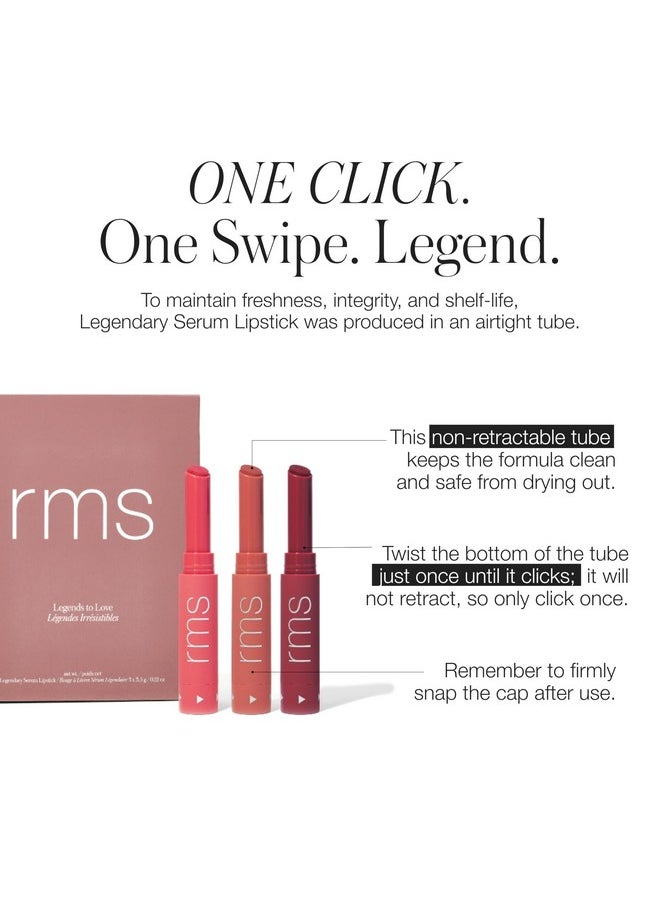 RMS Beauty Legends to Love Kit - Lipstick Set, Lip Tint Makeup Gift Set, Lip Color Gift Ideas, Lip Stain Make Up Kit Beauty Gifts for Teens & Women