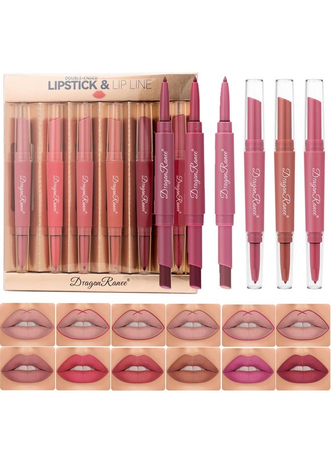 MYUANGO 6Pcs Matte Velvet Lipstick + Lip Liner and Lipstick Set - Long Lasting Vegan Lip Liner and Gloss Kit for Colorful and Defined Lips - Matte Lip Stick and Lip Liner Set