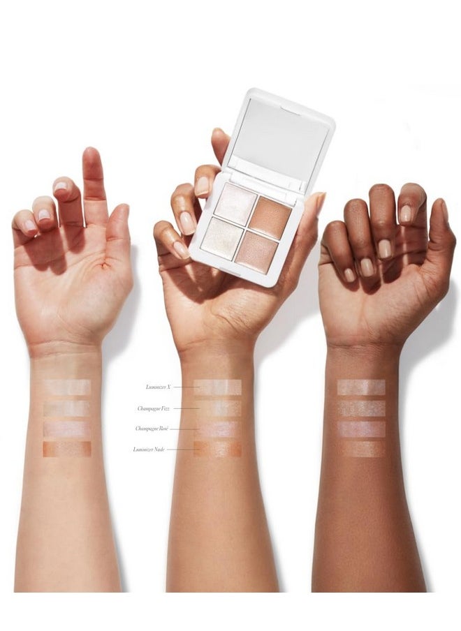 RMS Beauty Glow Quad Mini - Makeup Palette, Cream Highlighter Makeup, Blush Palette, Cheek Lip Tint, Highlight Makeup, Face Palette Makeup All in One