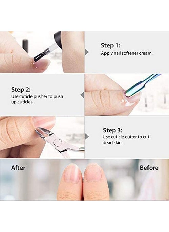 Easkep Cuticle Trimmer with Cuticle Pusher, Cuticle Remover Professional Stainless Steel Cuticle Cutter Nippers Rainbow Sharp Sturdy Pedicure Manicure Tools for Fingernails and Toenails 1