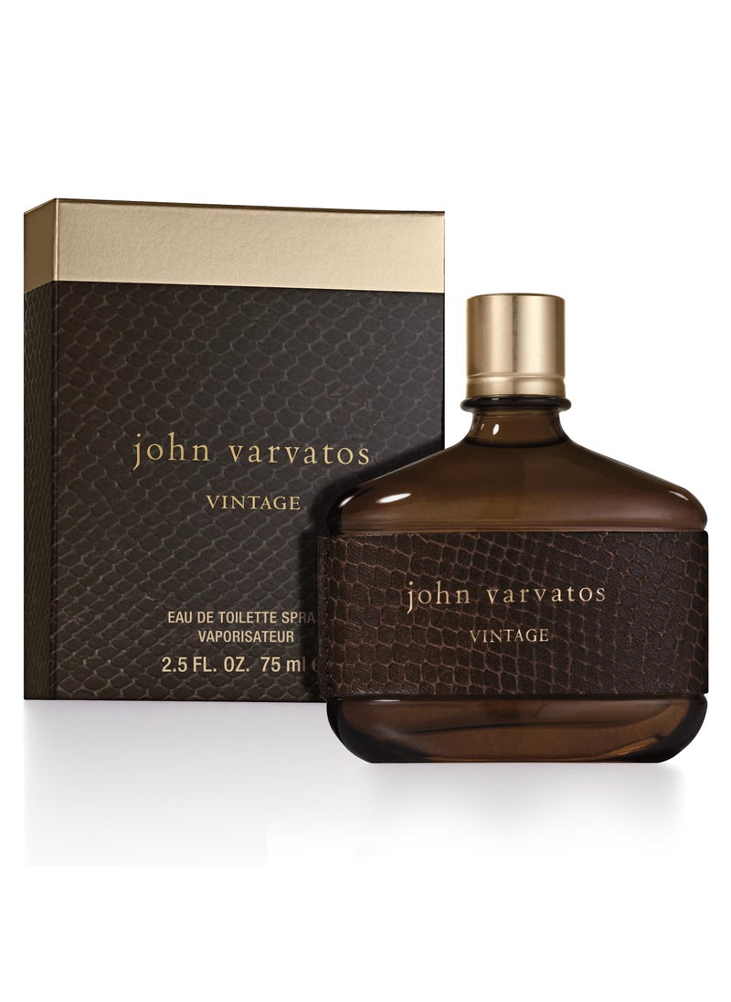 John Varvatos Men's Cologne, Vintage Eau de Toilette EDT Spray, Aromatic Chypre Scent with Notes of Quince Paste, Patchouli & Tobacco Leaf, 2.5 fl oz