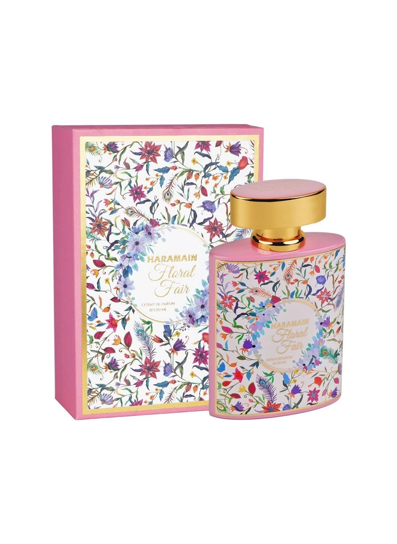Al Haramain Floral Fair - Arabian Perfume for Women - Long Lasting Fragrance with Notes of Rose, Bergamot, Jasmine, Musk, and Patchouli - Arabic Perfume - Extrait De Parfum Spray - 3.4 oz EDP Spray