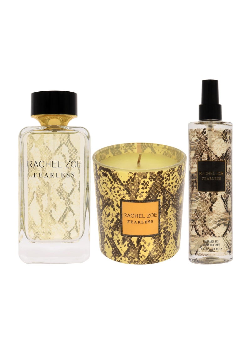 Rachel Zoe Fearless Gift Set - Gift Set For Women - Eau De Parfum Perfume, Soy Wax Jar Candle, And Body Spray For Women - Fragrance Gift Set - 3 pc