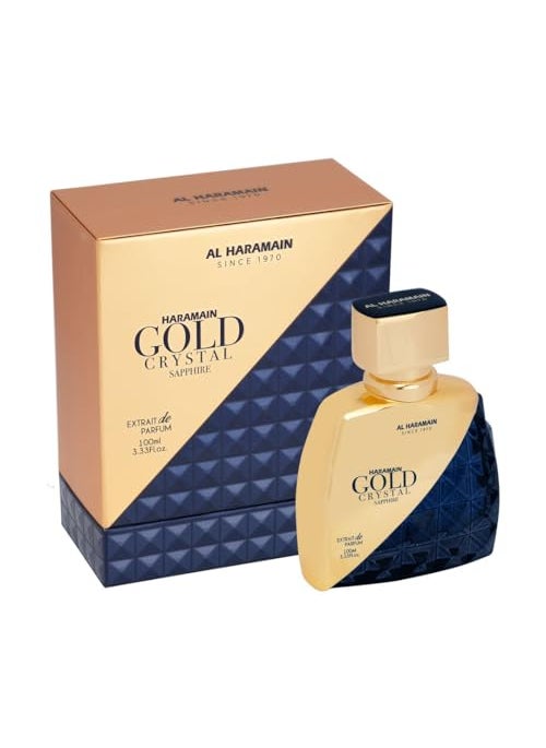 Al Haramain Gold Crystal Sapphire for Unisex - Arabian Perfume for Women and Men - Long Lasting Fragrance - Arabic Perfume - Eau de Parfum - 3.33 oz EDP Spray