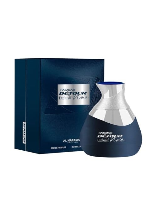 Al Haramain Detour Noir Exclusif for Unisex - Arabian Perfume for Women and Men - Long Lasting Amber Floral Fragrance - Arabic Perfume - Eau de Parfum - 3.33 oz EDP Spray