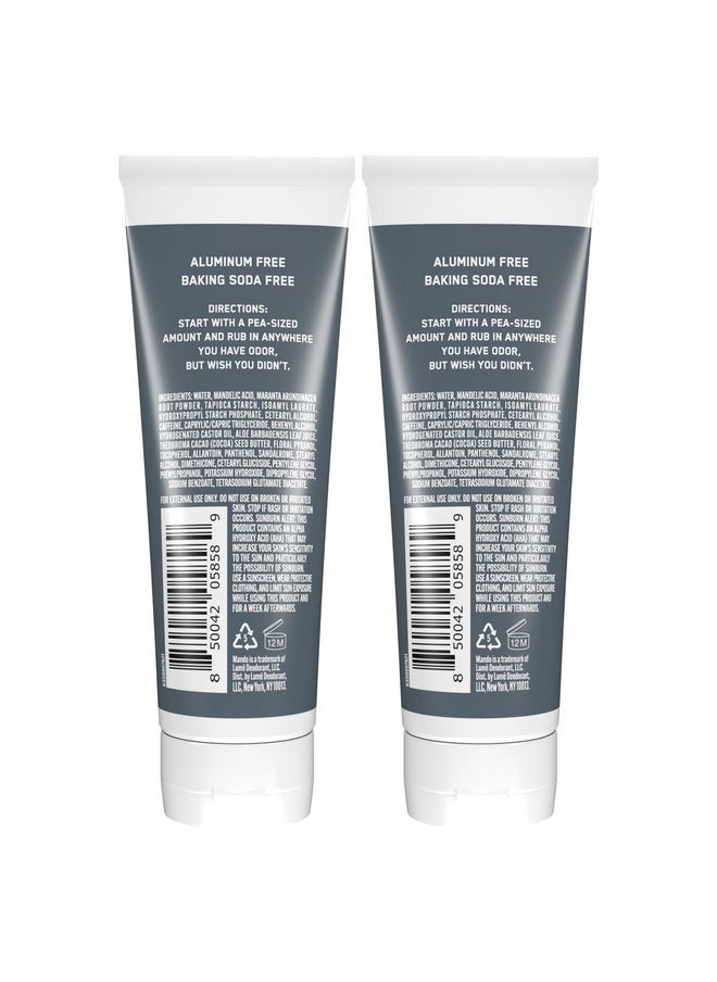 Mando Whole Body Deodorant For Men - Invisible Cream - 72 Hour Odor Control - Aluminum Free, Baking Soda Free, Skin Safe - 3 ounce (Pack of 2) - Unscented