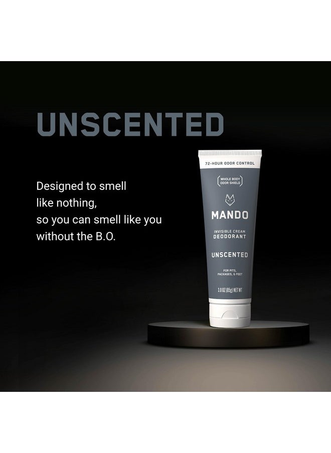 Mando Whole Body Deodorant For Men - Invisible Cream - 72 Hour Odor Control - Aluminum Free, Baking Soda Free, Skin Safe - 3 ounce (Pack of 2) - Unscented