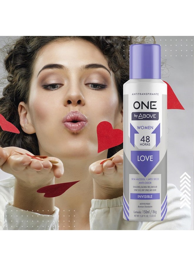 ABOVE 48 Hours One Antiperspirant Deodorant, Love, 4 Pc - Dry Spray Deodorant for Women - Antiperspirant Spray - No Stain - Cruelty-Free