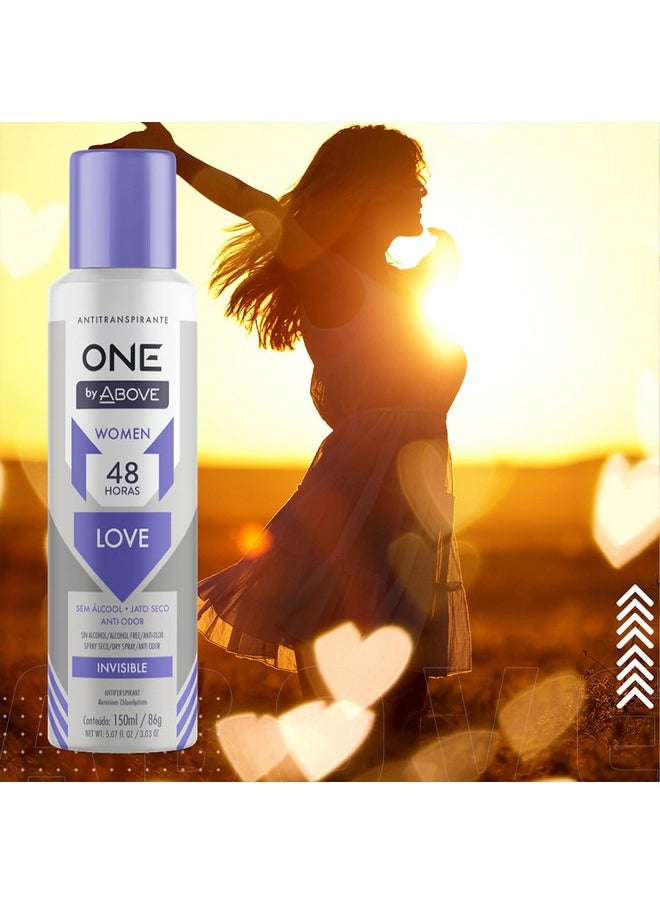 ABOVE 48 Hours One Antiperspirant Deodorant, Love, 4 Pc - Dry Spray Deodorant for Women - Antiperspirant Spray - No Stain - Cruelty-Free