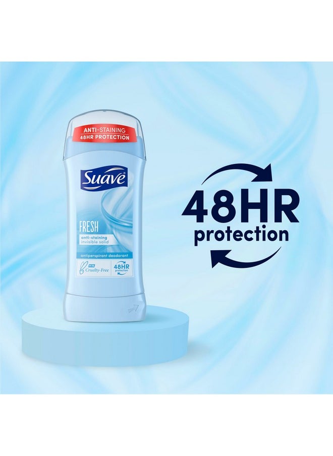 Suave Deodorant Antiperspirant for Women, Variety Pack - Powder + Fresh, Invisible Solid, 48H Protection, Anti-Staining, 2.6 Oz Ea (2 Piece Set)