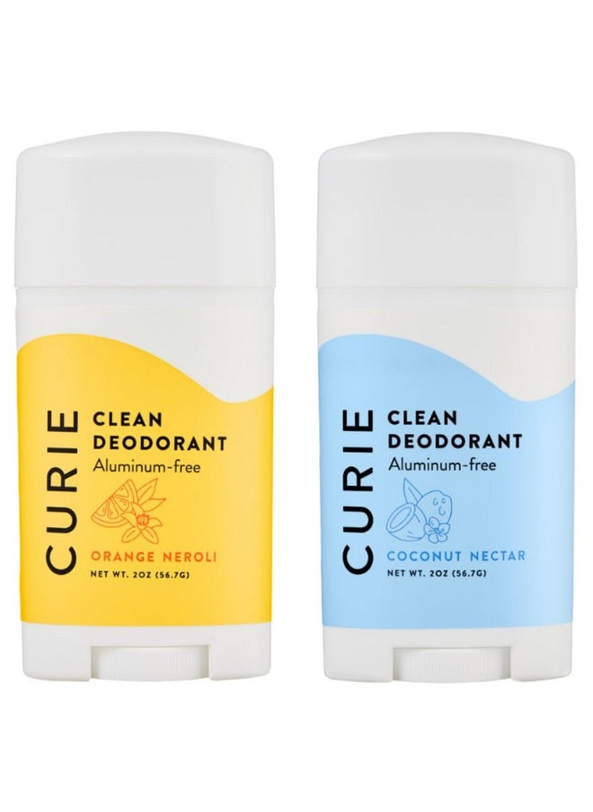 Curie Aluminum Free Deodorant - Orange Neroli + Coconut Nectar - Natural Deodorant, Paraben Free, Cruelty Free, Non-Toxic, Vegan (2pk)