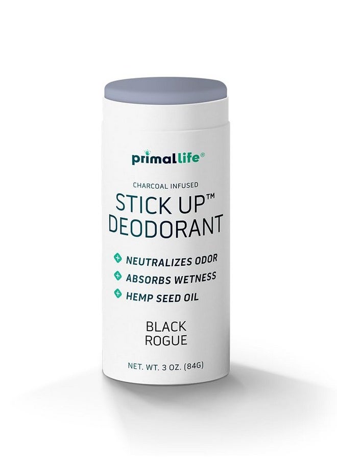 Stick Up Natural Deodorant for Women and Men with Bentonite Clay Powder, Arrowroot, Magnesium, Zinc, 3 oz. Vegan Deodorant for 3-4 months, Black Rogue - Primal Life Organics