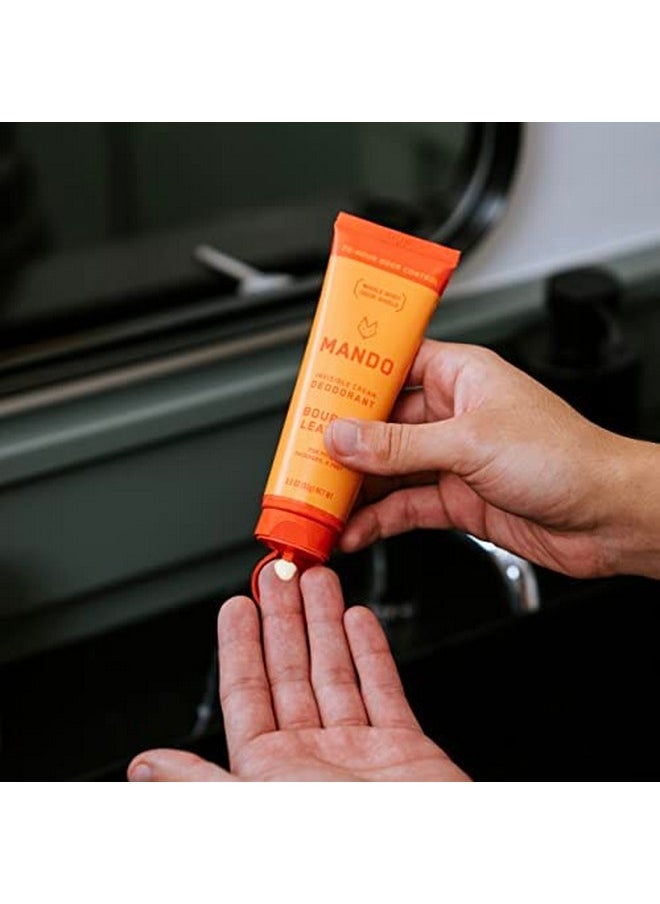 Mando Bourbon Leather Body Deodorant - 72 Hour Odor Control, Aluminum Free, Baking Soda Free - 3.0 Oz Tube and 2.6 Oz Solid Stick